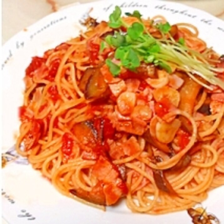 ちょっと甘めの、なすのアラビアータパスタです!